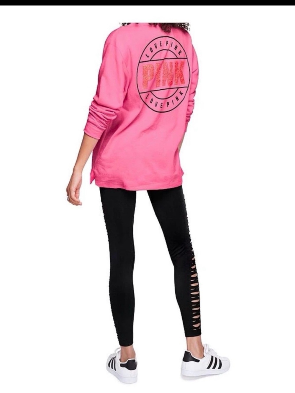 VS PINK bling sequins campus mesh tee shirt soda neon logo
